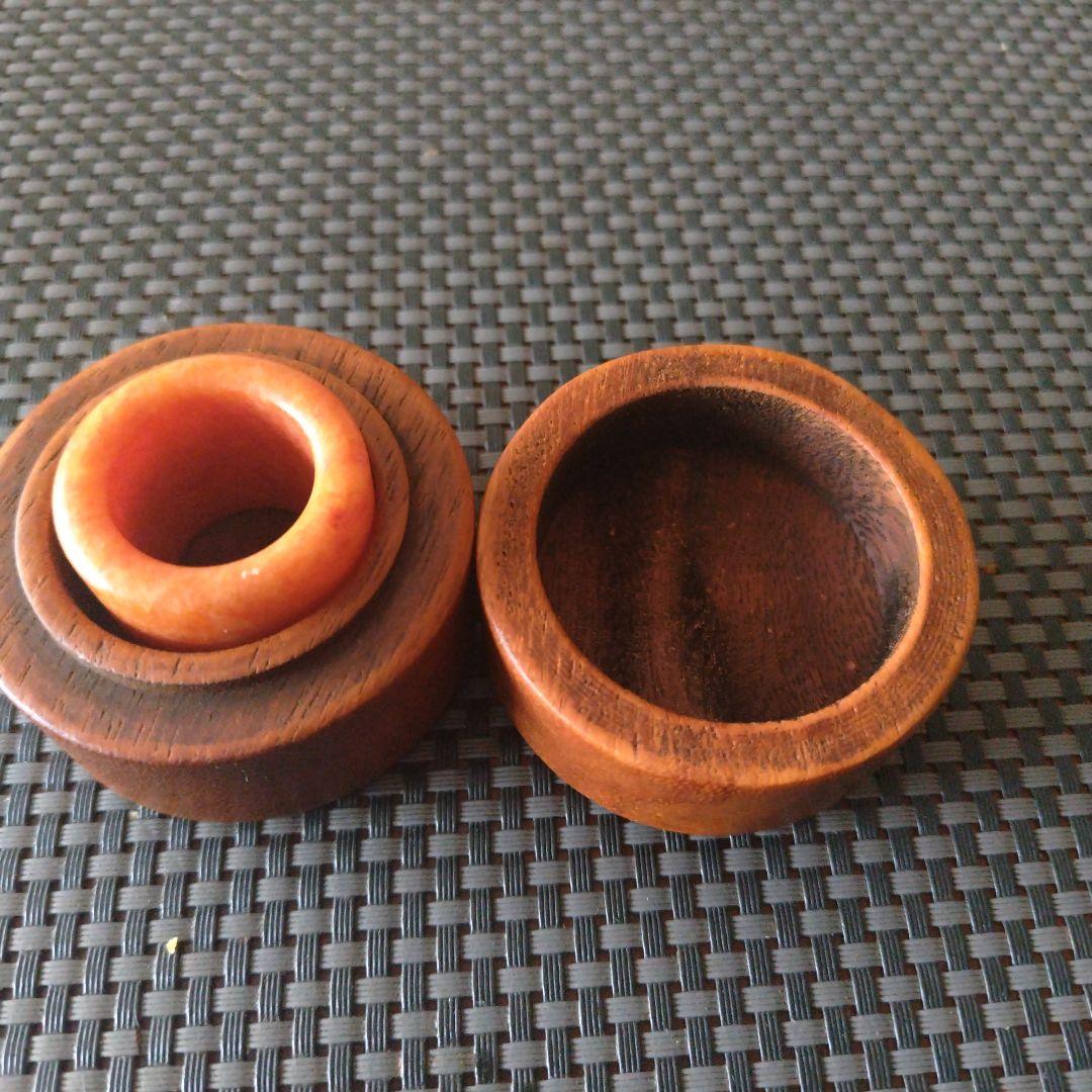 花梨木扳指盒、老玉扳指一套