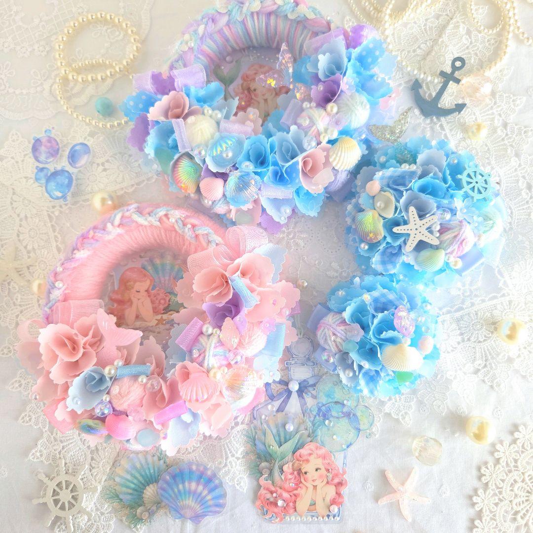 専用　布リース*バスケット　down to the sea*　マーメイドリース