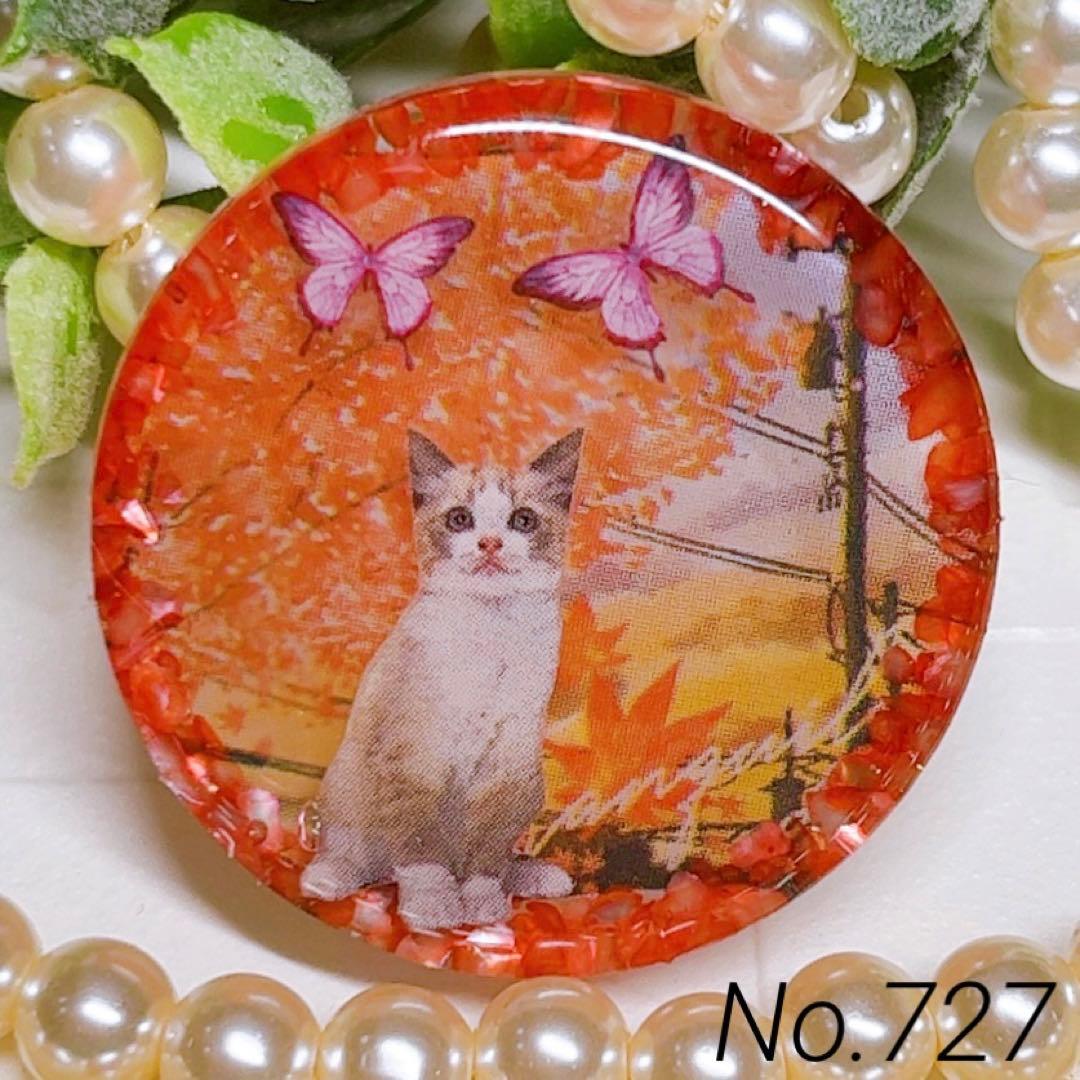 ひなた様お取置きです。レジンヘアゴム 秋の風景 猫ちゃん 紅葉と蝶々No.727