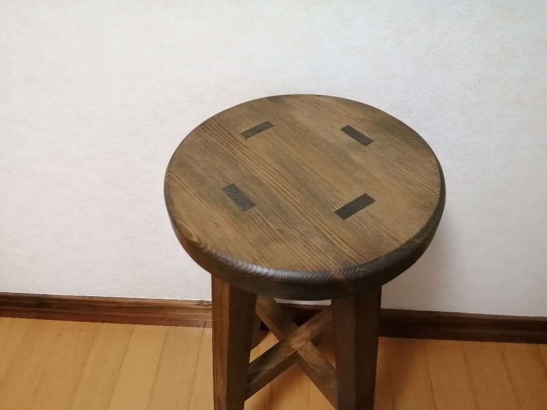 木製スツール　３脚セット　高さ47cm　丸椅子　stool
