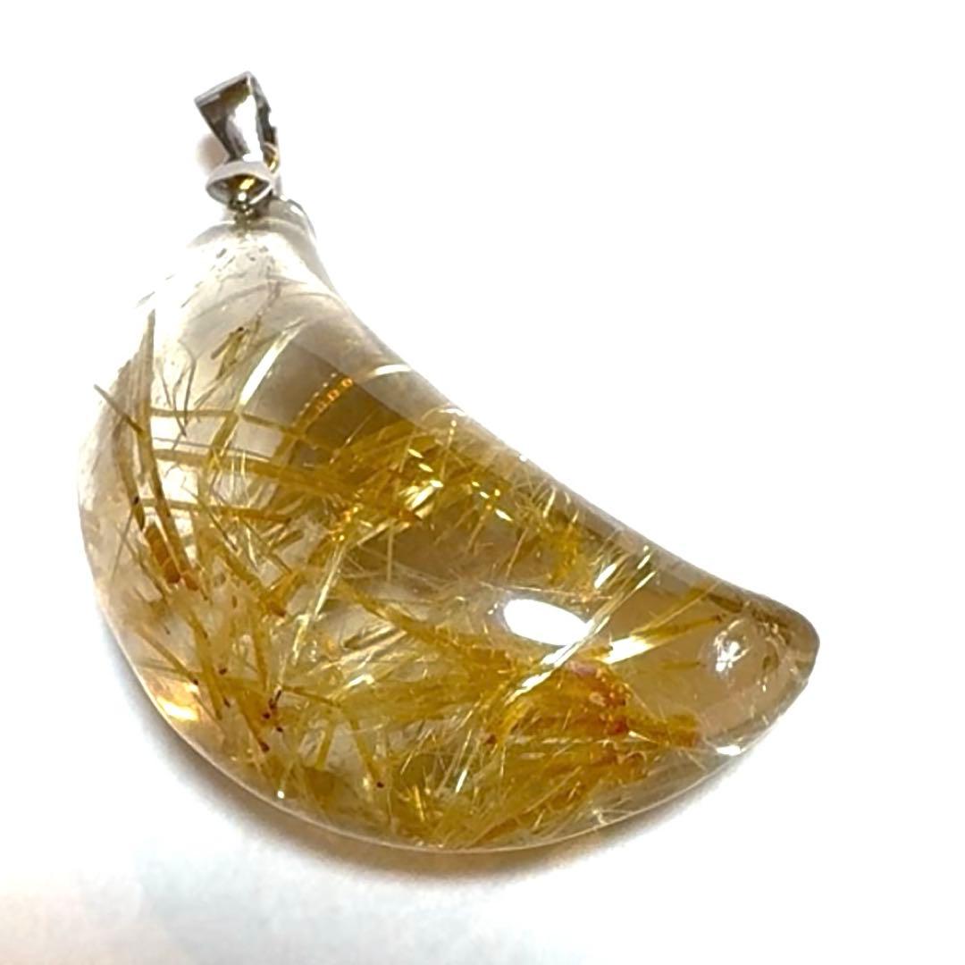 破格値❤️高品質ゴールデンルチルクォーツ　月のペンダント　タイチンルチル