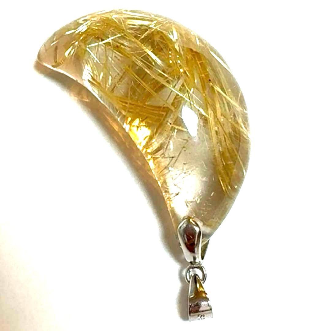 破格値❤️高品質ゴールデンルチルクォーツ　月のペンダント　タイチンルチル