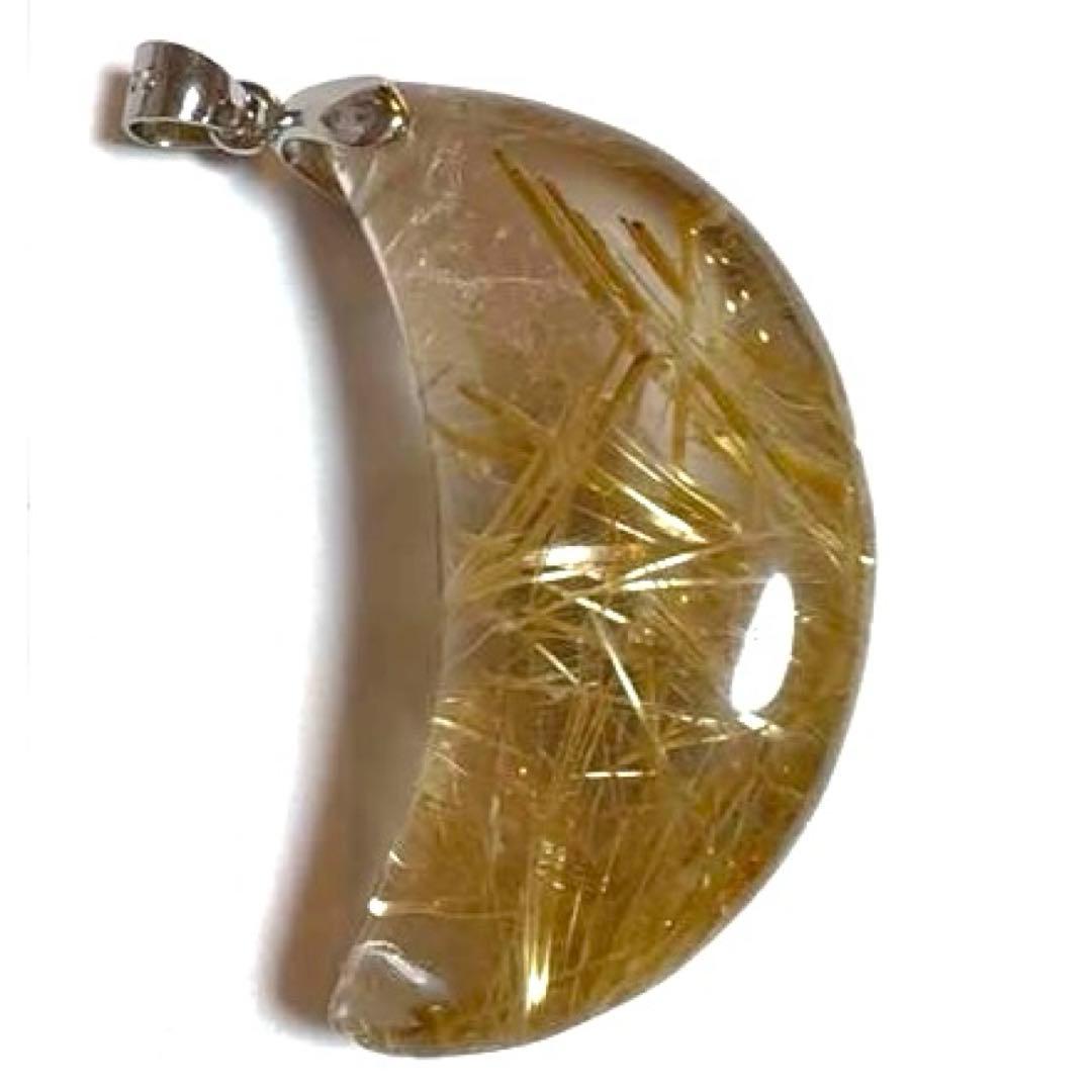 破格値❤️高品質ゴールデンルチルクォーツ　月のペンダント　タイチンルチル