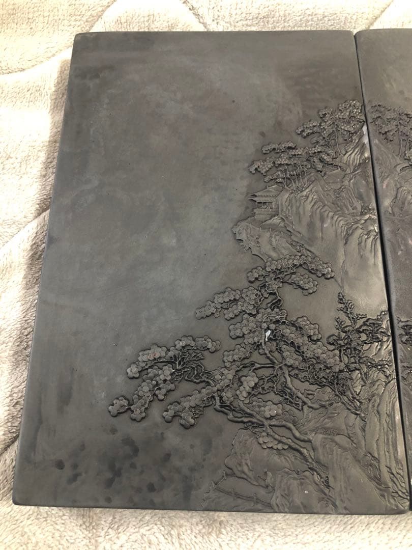 硯 对硯 山水紋 すずり 端溪硯 文房四寶 書道用品 端渓硯
