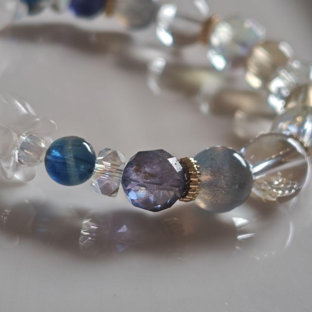 新作♡極♡宝石質アイオライト♡ バイカラーカイヤナイト　水ブレス