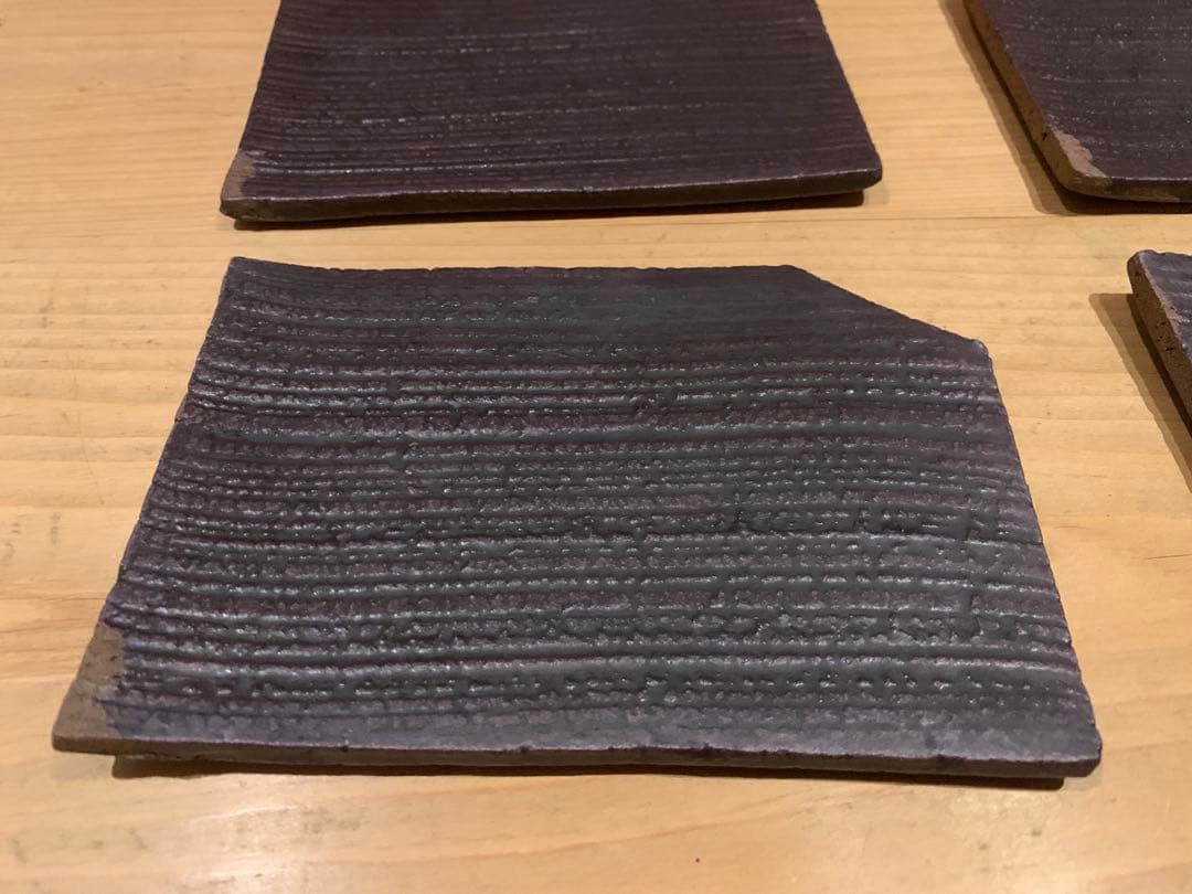 【安永頼山】唐津焼 櫛目変形小皿 5客セット