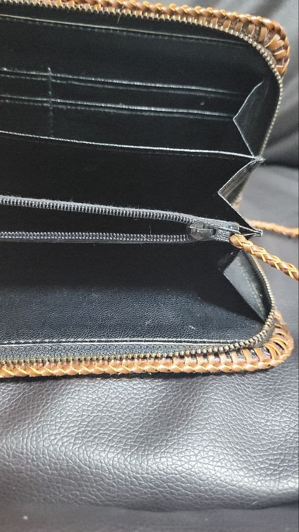 花彫刻 長財布 ハンドメイド 本革