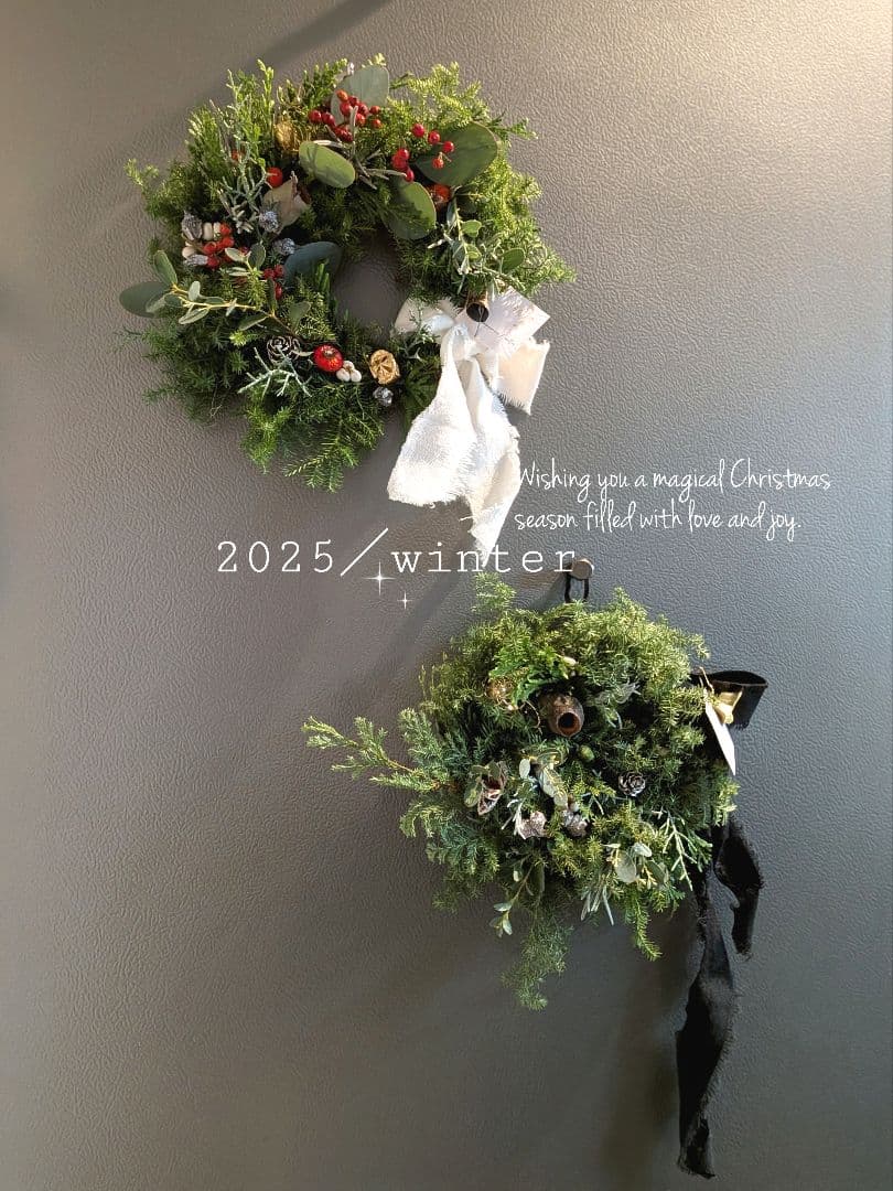 フレッシュリース／甘過ぎない大人のクリスマスリース／White23㌢／ボリューム