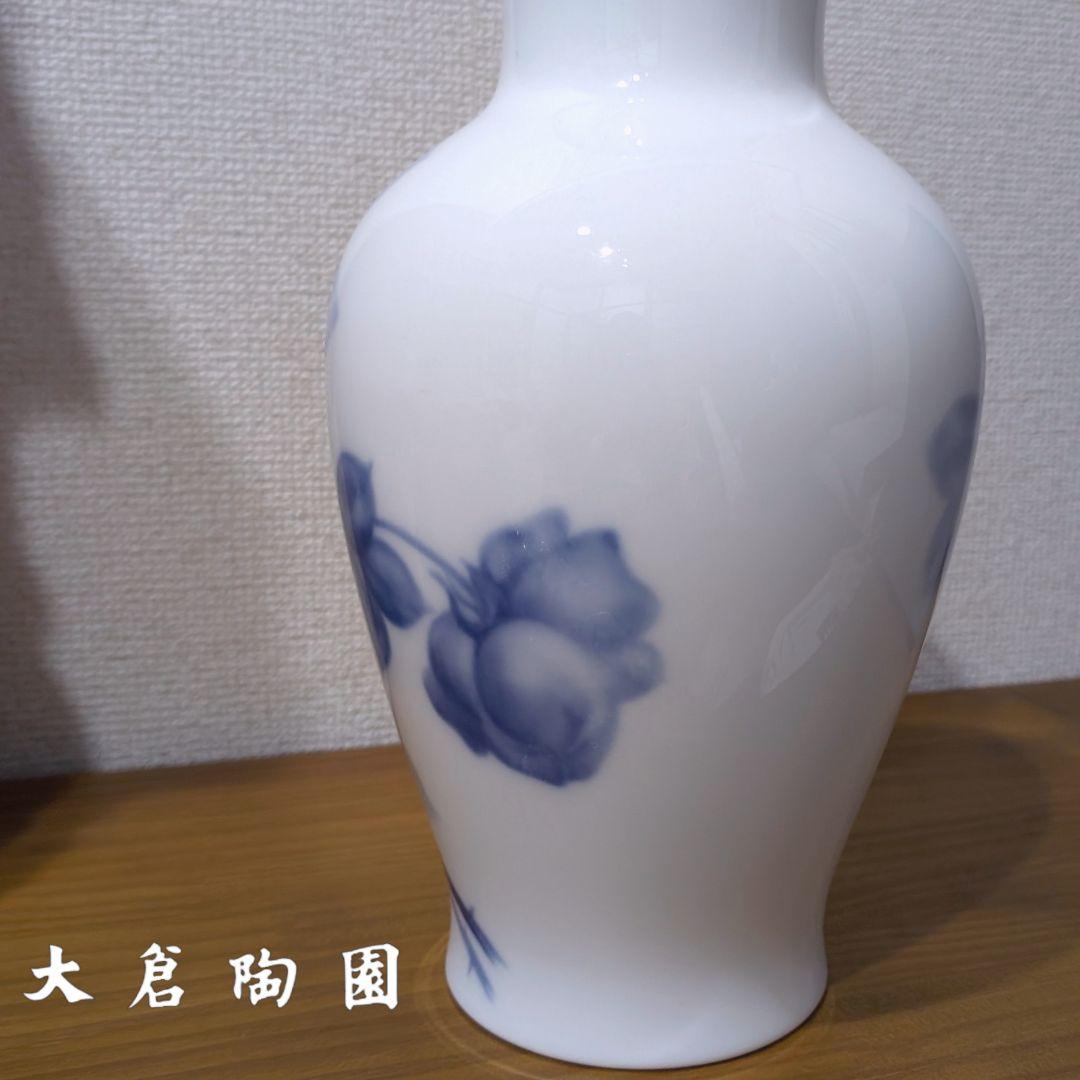 新品 大倉陶園 ブルーローズ ノリタケ 花瓶 フラワーベース 花器 白磁