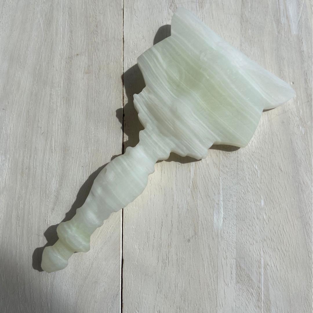 アフガンジェード　手鏡　ハンドミラー　さ白　天然石　猫　かキャット　cat