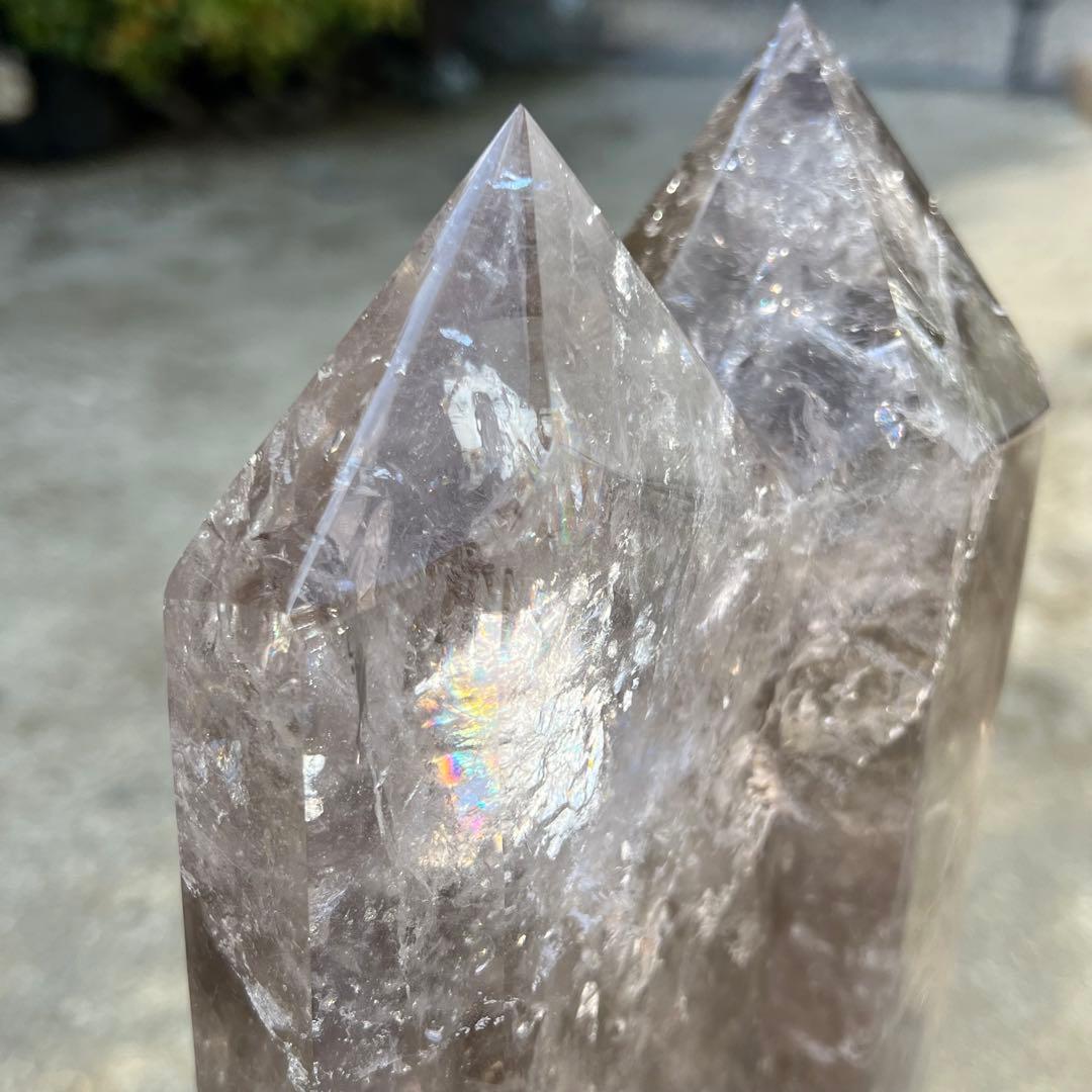 ✳️超極上水晶✨レインボー ファントム スモーキークォーツ ツインポイント 天然石