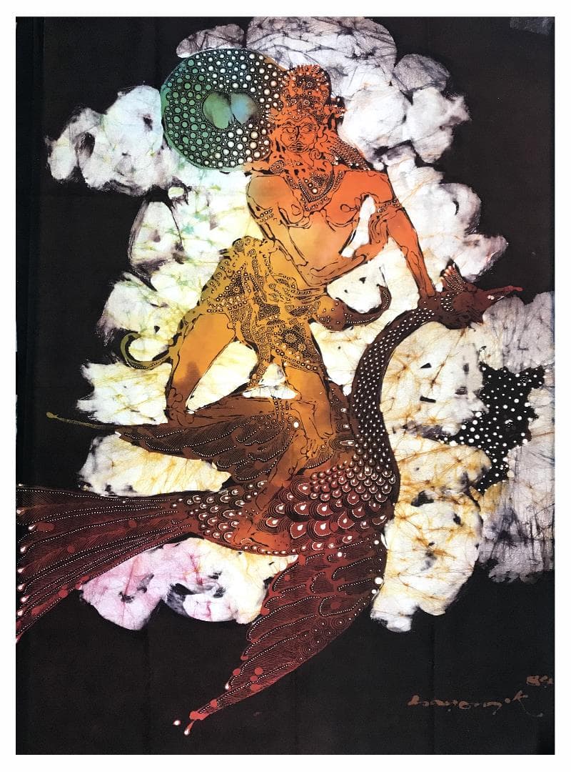 ガルーダに乗るキリスト （バティック、染色画）