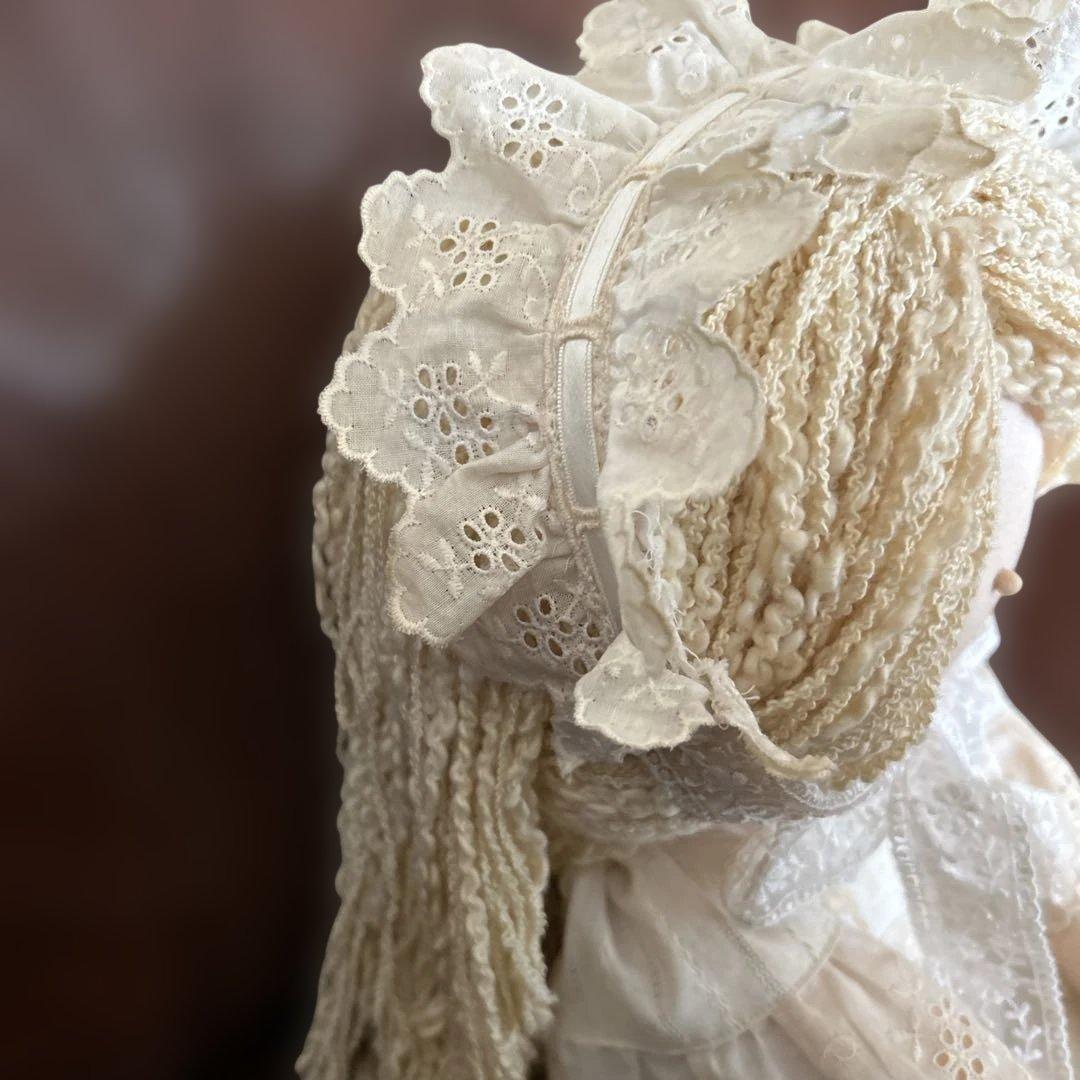 ♪米山京子風☆アイボリーのレースドレス☆抱き人形♪