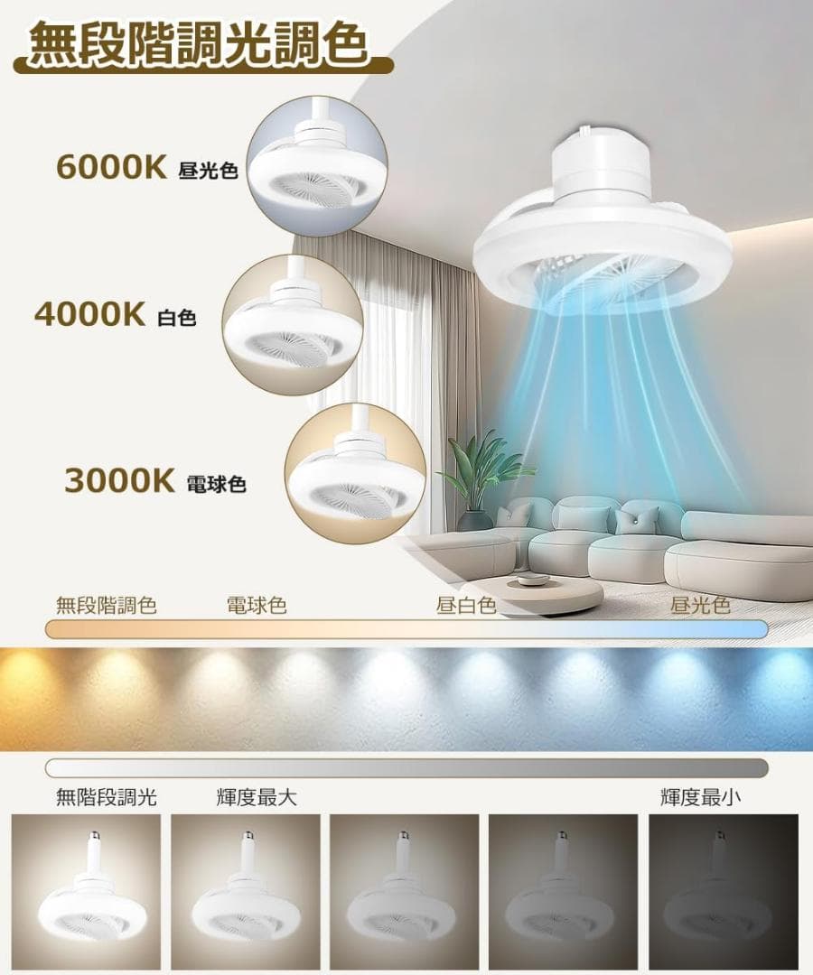 【2025年新登場】シーリングファンライト 調光調色 LED 薄型 北欧デザイン