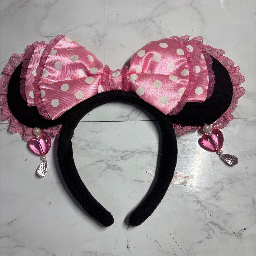 ディズニー ミニー カチューシャ ピンク リボン 水玉