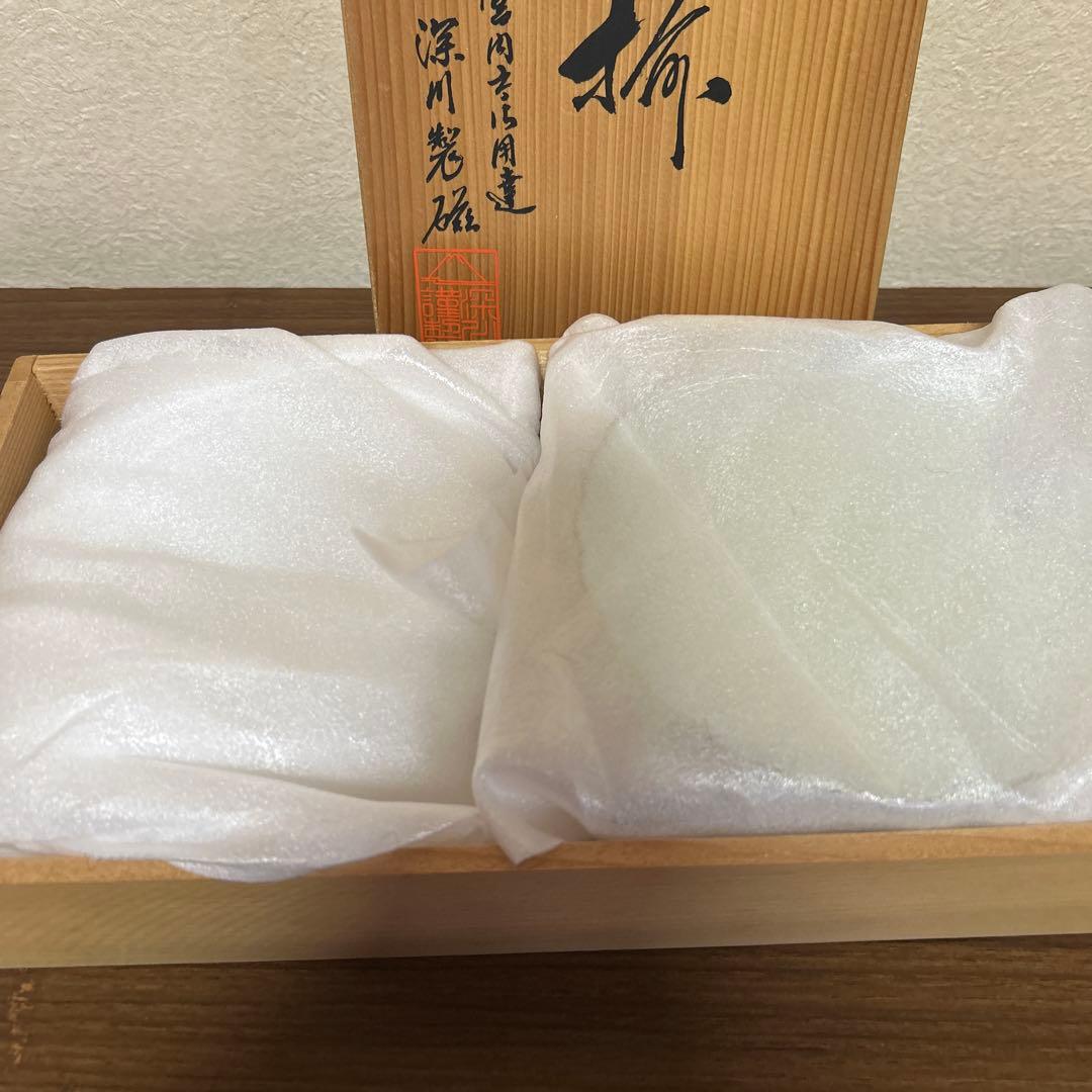 深川製磁　皿5枚セット グリーン木蓮