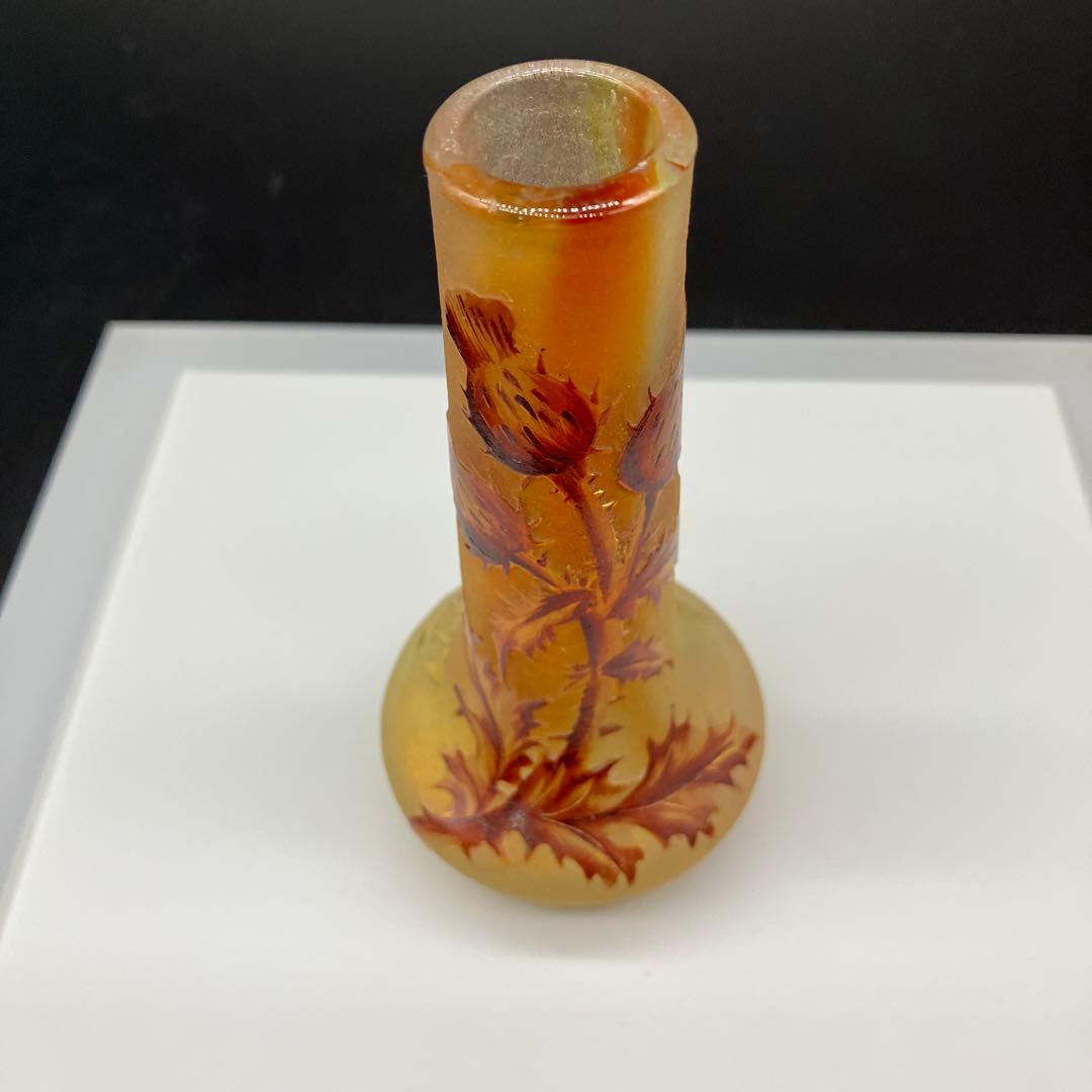 ドーム・ナンシー　アザミ文花瓶　アール・ヌーヴォー　Daum nancy