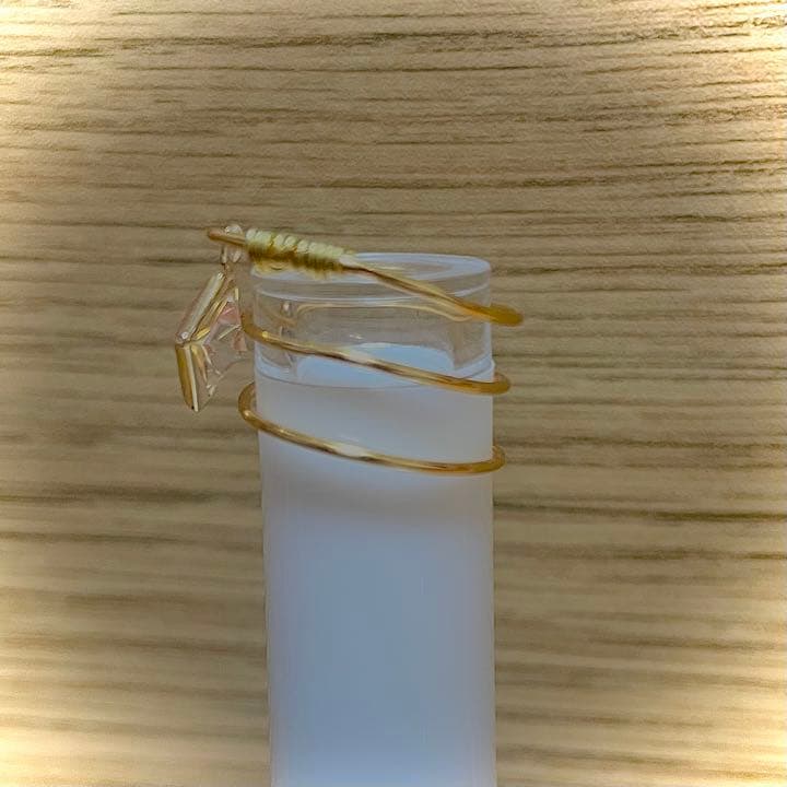 クリスタル風チャームの三連☆ワイヤーリング