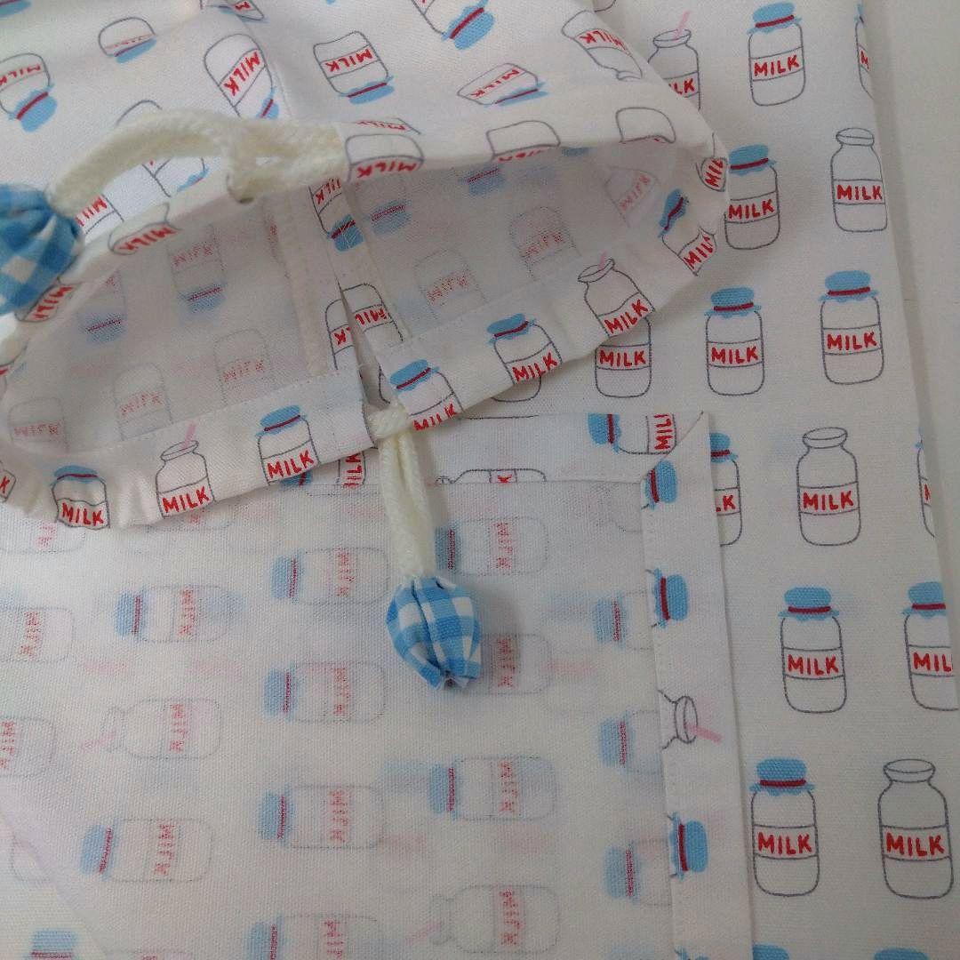 小学生用ランチョンマット・巾着袋　ハンドメイド　MILK瓶
