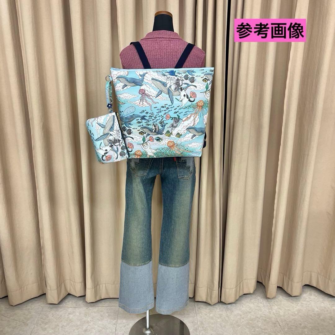 おとぎの国の猫と仲間たちハンドメイド　A4サイズリュック＆18㎝ポーチセット
