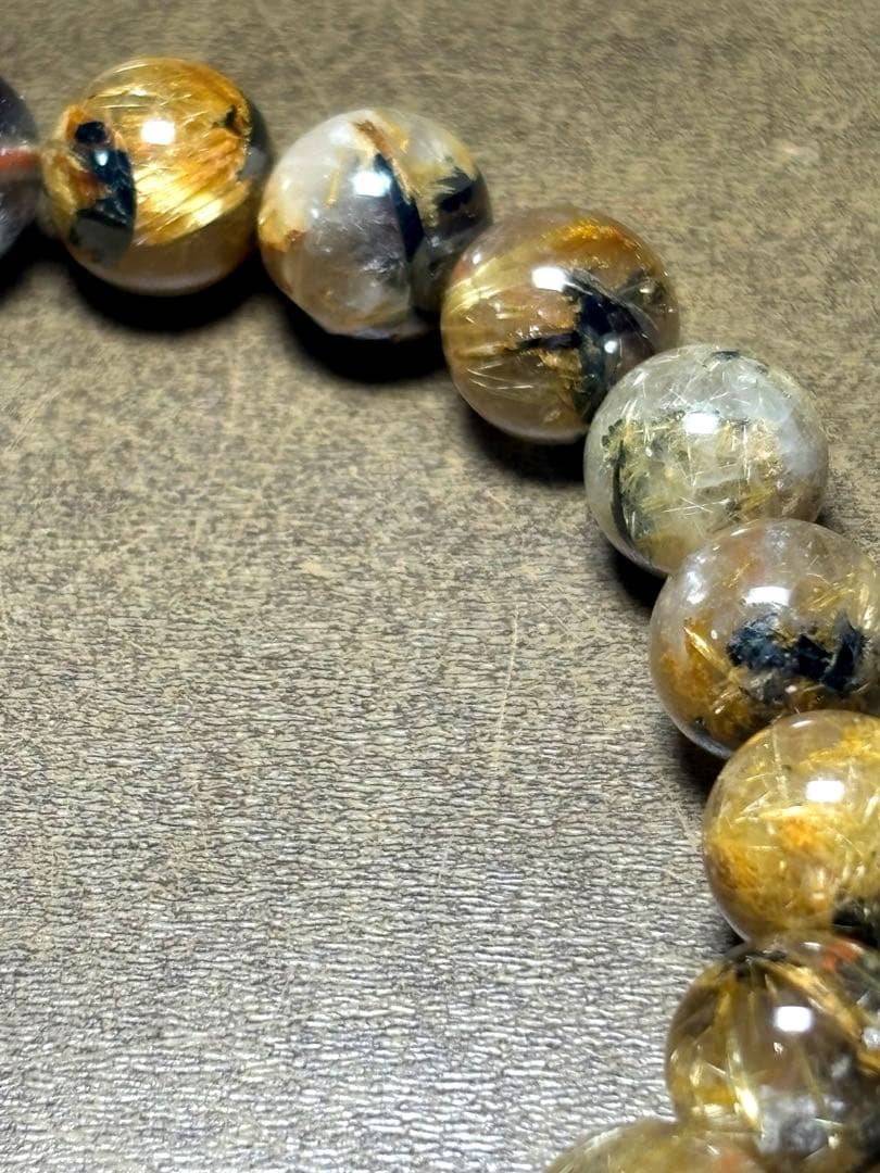 太陽放射タイチンルチルブレス10㎜（新品未使用）太針　ゴールド　ルチル金運最強