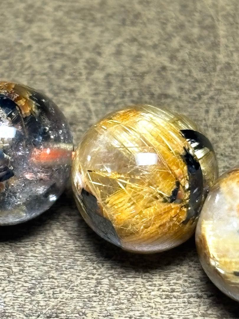 太陽放射タイチンルチルブレス10㎜（新品未使用）太針　ゴールド　ルチル金運最強