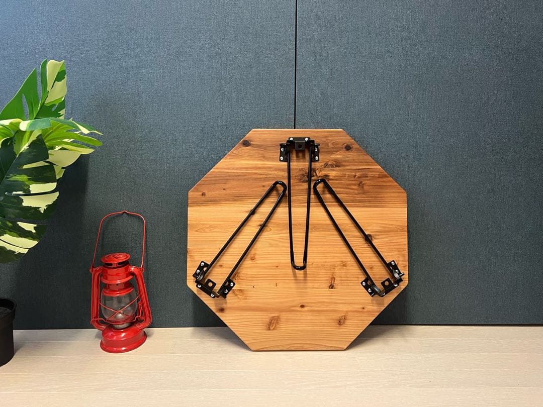 【送料無料】 ローテーブル 8角 60cm スギ ナチュラル 折りたたみ黒脚