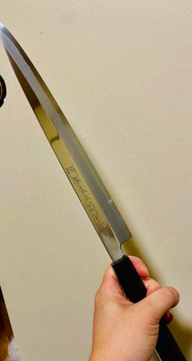 極上　青鋼　黒檀　柳刃包丁　尺