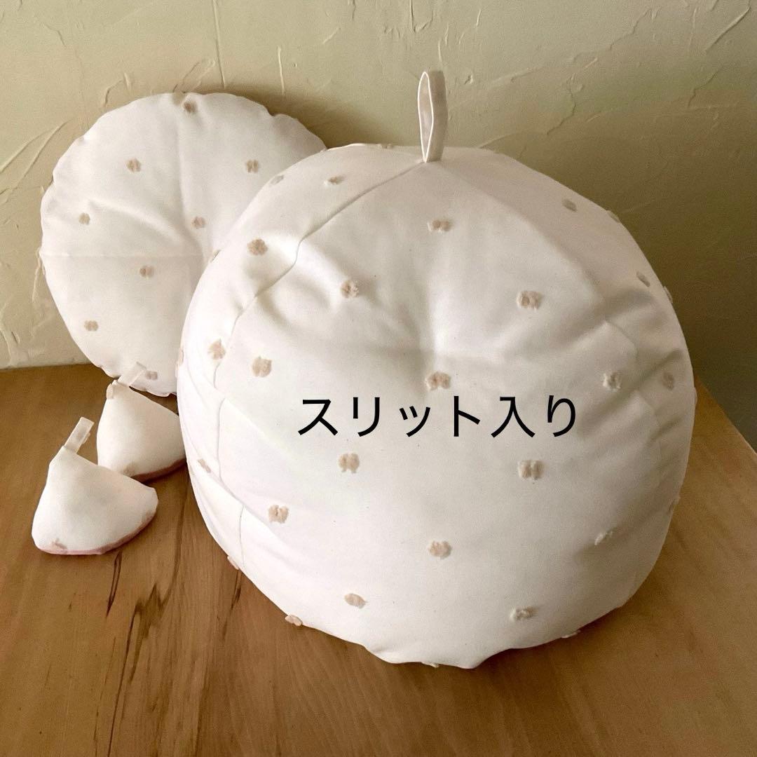 スリット入り生成りドットふかふか(保温調理)鍋保温カバー＋三角鍋つかみ