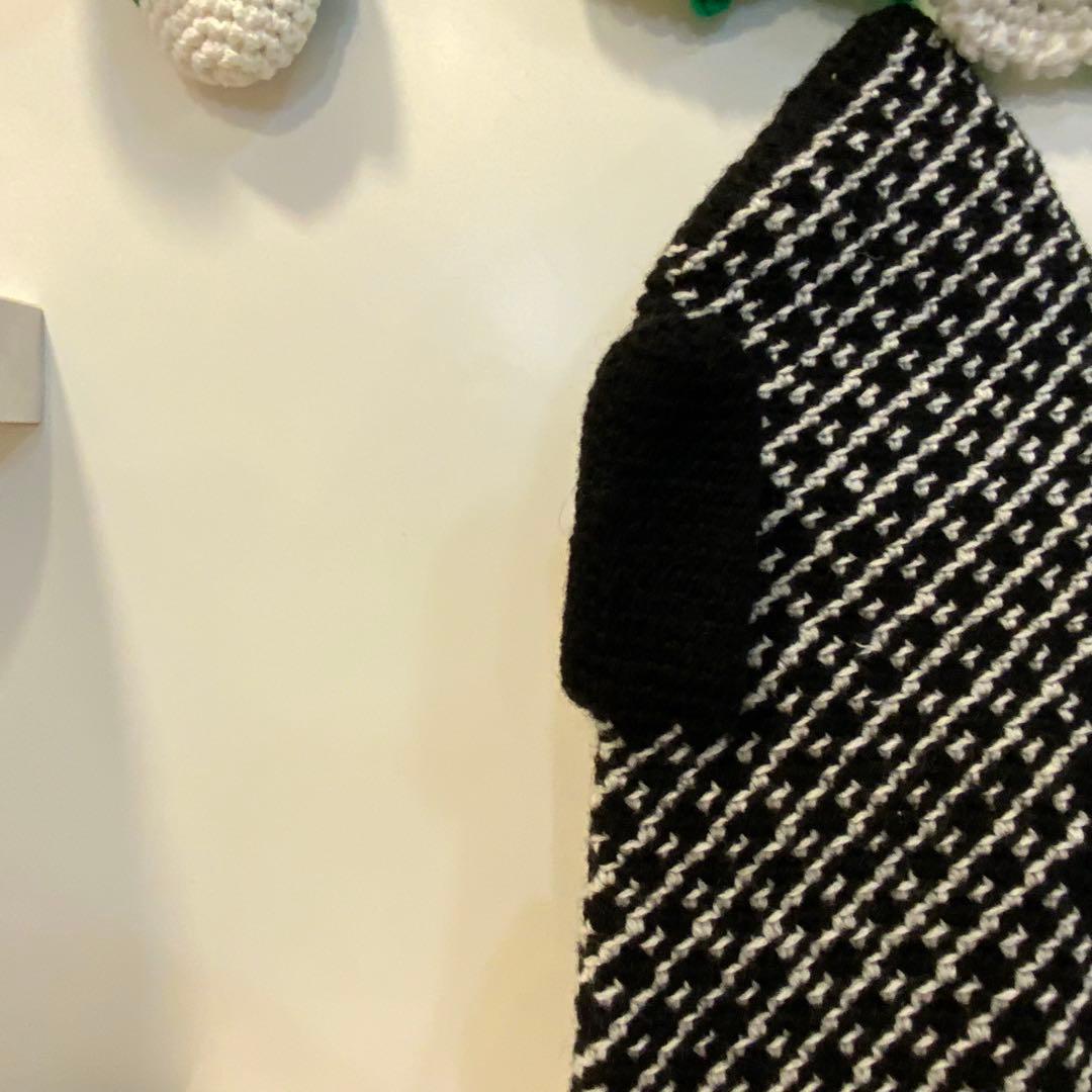 カシミヤ100%手編みミトン 雪の結晶模様